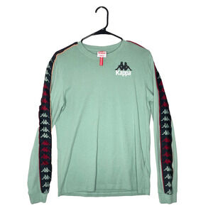 Kappa Long Sleeve T-Shirt Men’s Size M Y2K Sportswear Teal Black Red Logo Sleeve